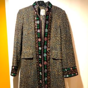 Embroidered Boucle Tweed Coat, Lined - Nanette Lepore